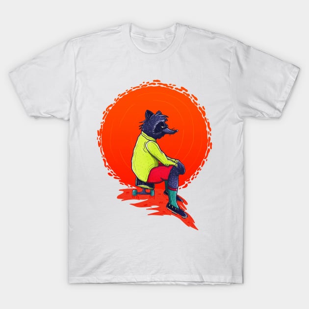 Thoughtful Raccoon T-Shirt by Chandscartoons